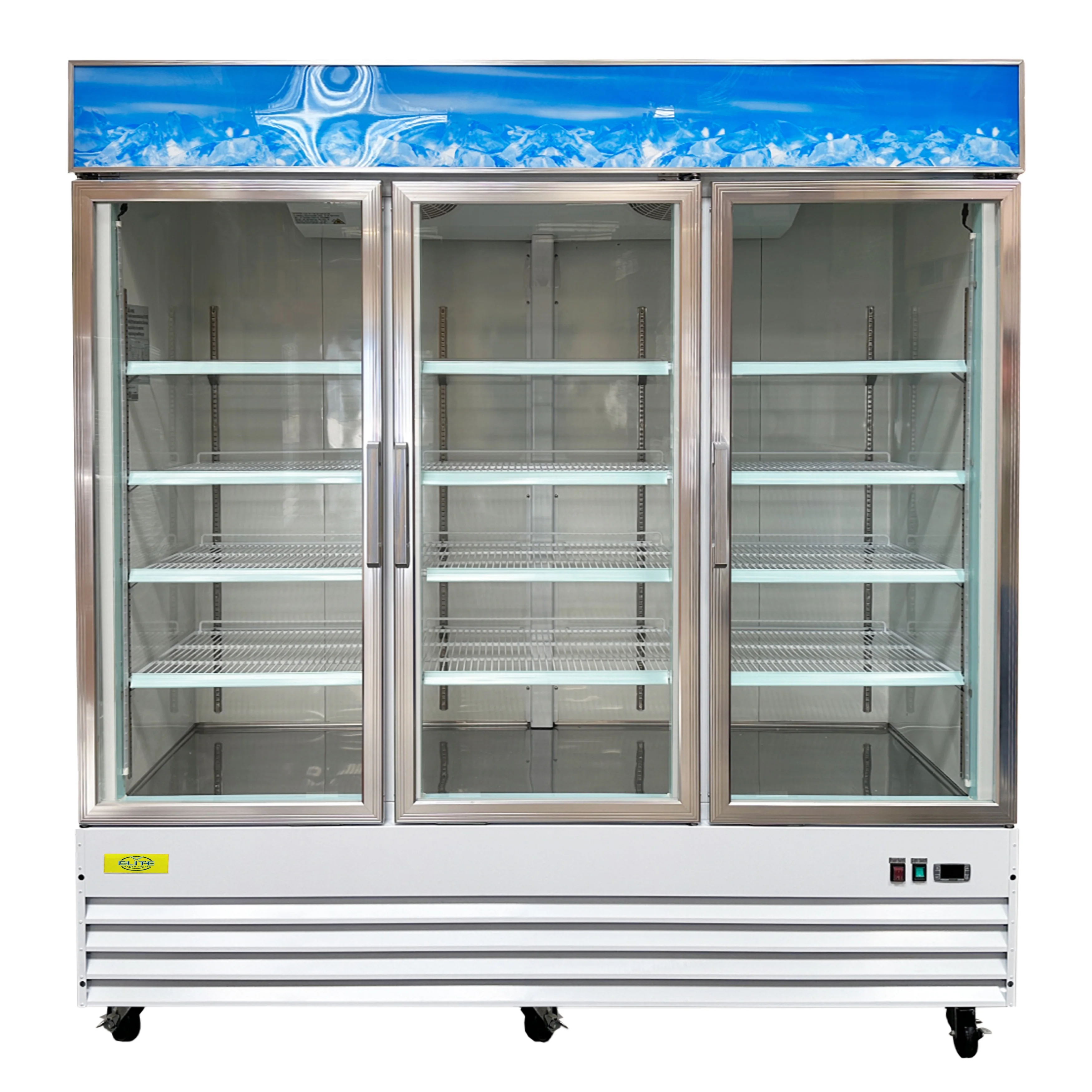 78 in. Three Glass Door Merchandiser Cooler Commercial Refrigerator, 53 Cu. ft.