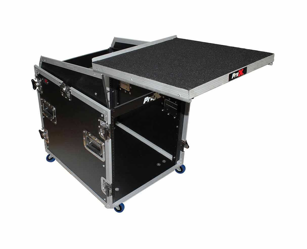 Prox 12U Rack Front Load 13U Top Mixer DJ Combo Flight Case w/Laptop Shelf u0026 Casters