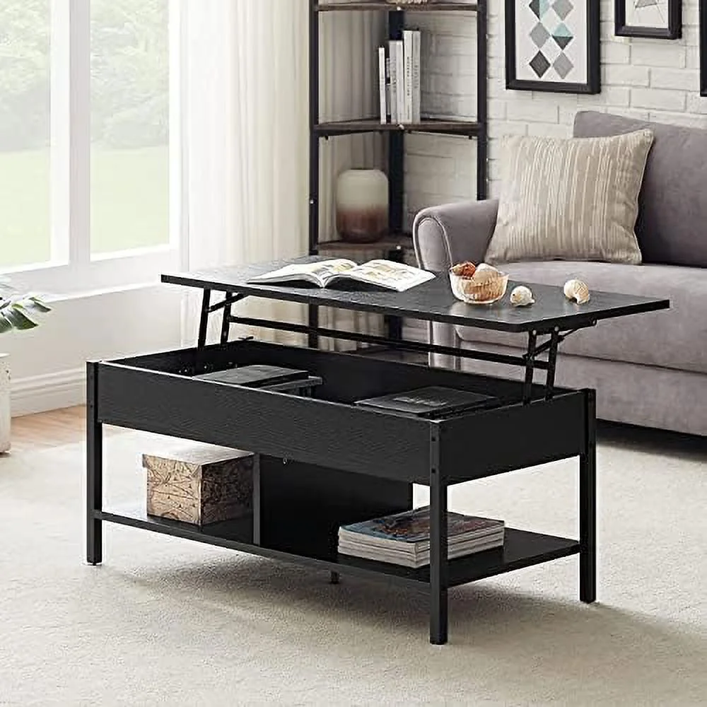 KHBIULIFE Lift Top Coffee Table 3 in 1 Multi- with Hidden Compartment and   Wood Lifting Center Table Convertible Coffee Table to Dining Table for
