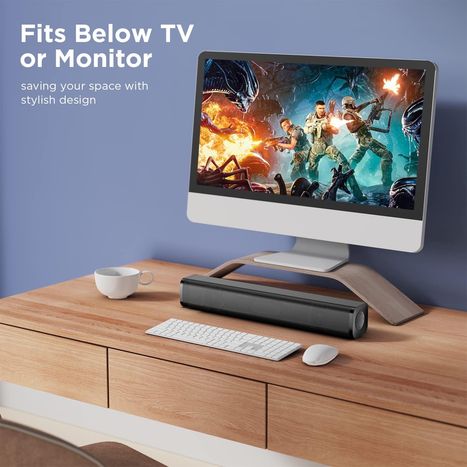 Portable Sound Bar with Remote Control, Bluetooth Mini Soundbar with Stereo Sound, Wired and Wireless Speakers