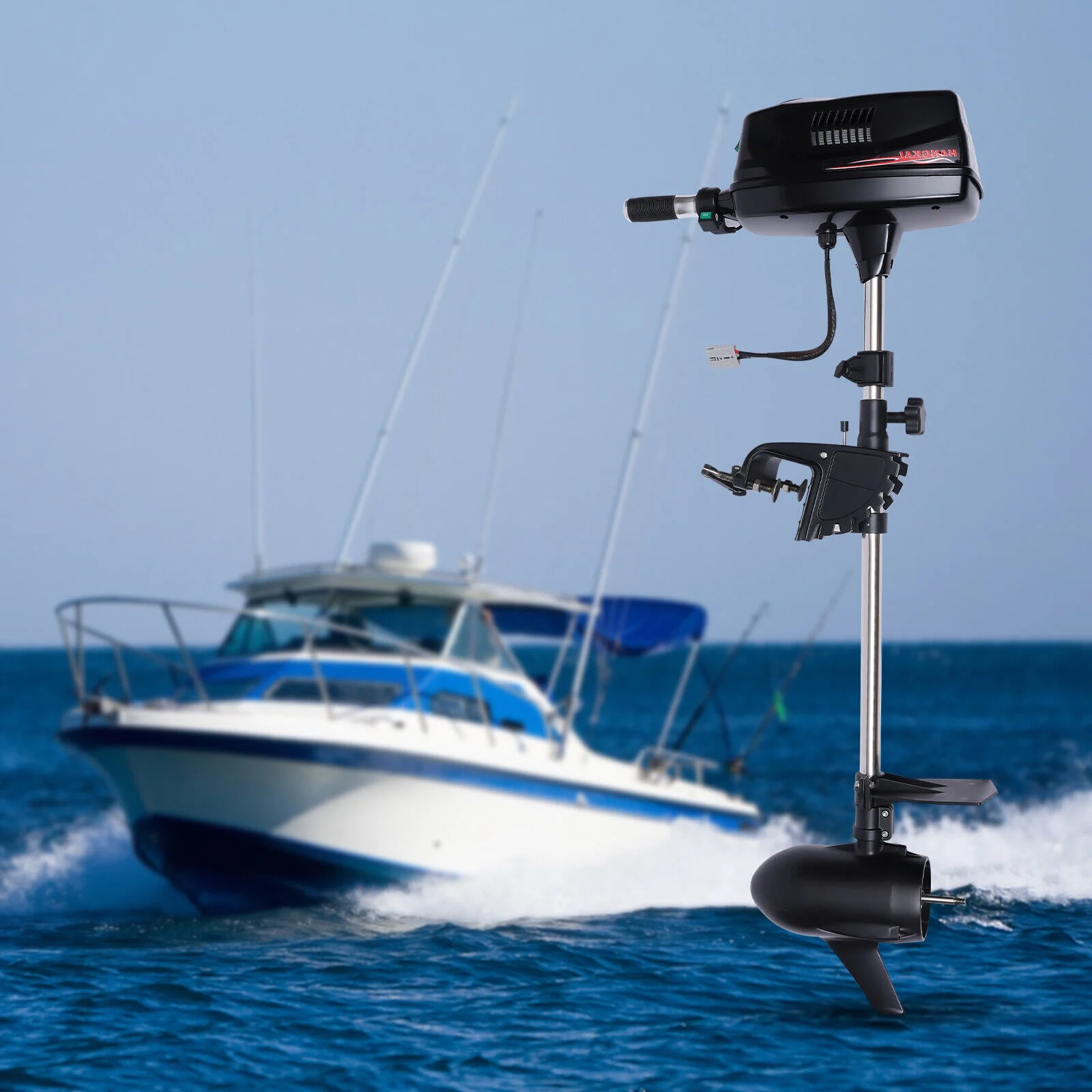 Miumaeov 10HP Electric Outboard Engine 60V 2200W Brushless Trolling Motor Jet Pump Propeller Fishing Boat Engine for Small Water Vehicles Inflatable
