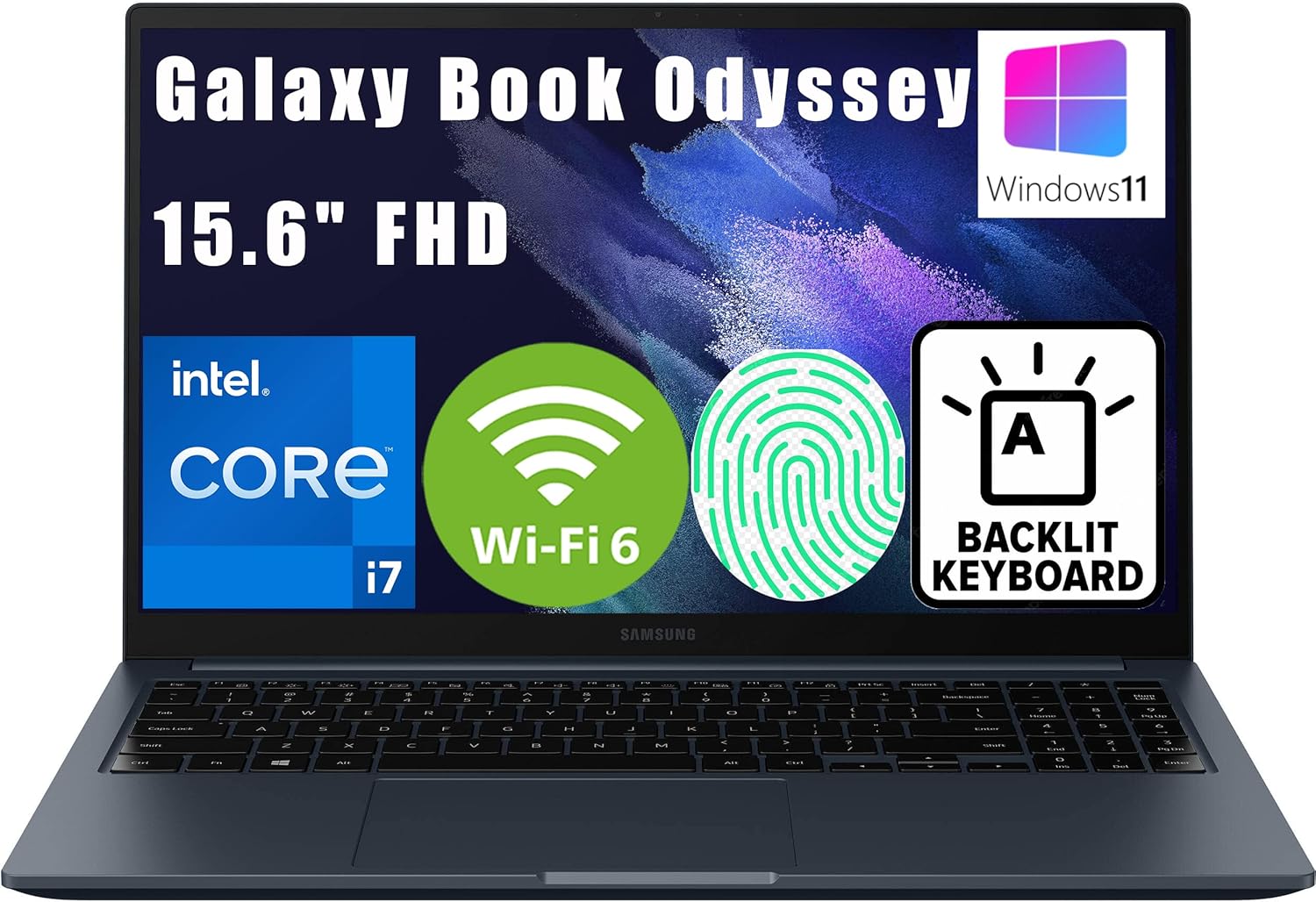 SAMSUNG Galaxy Book Odyssey Laptop Computer, 15.6" FHD, Intel Hexa-Core i7-11600H, GeForce RTX 3050 Ti 4GB GDDR6, 32GB DDR4 RAM, 2TB PCIe SSD, WiFi 6