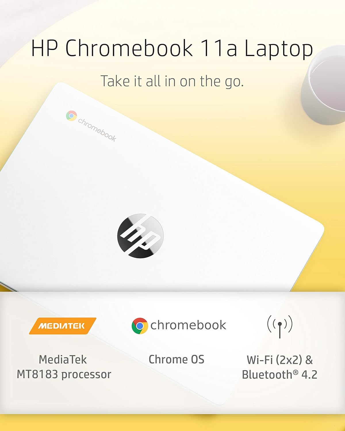 HP Chromebook 11-inch Laptop - Up to 15 Hour Battery Life - MediaTek - MT8183 - 4 GB RAM - 32 GB eMMC Storage - 11.6-inch HD Display