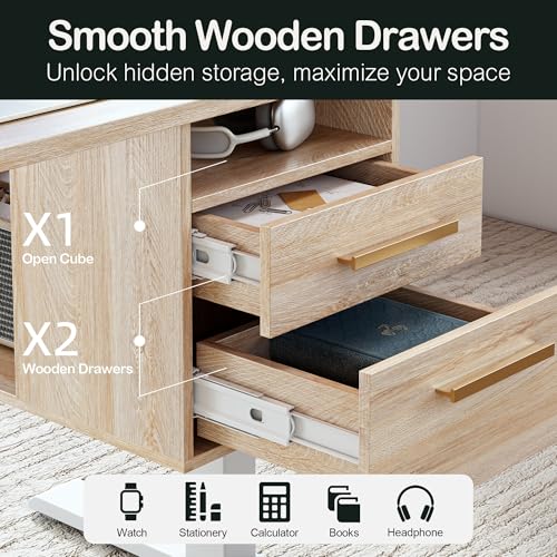 Standing Desk with 4 Drawers, 47.2 x 23.6 Inch Whole Piece Height Adjustable Electric Sit Stand Desk