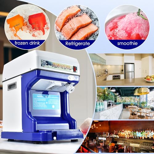 Electric Shaved Ice Machine,Ice Shaver Machine Adjustable Ice Fineness(250W 1400r/min),with Ice Pick & Scoop,265 LBS/H Tabletop Ice Crusher