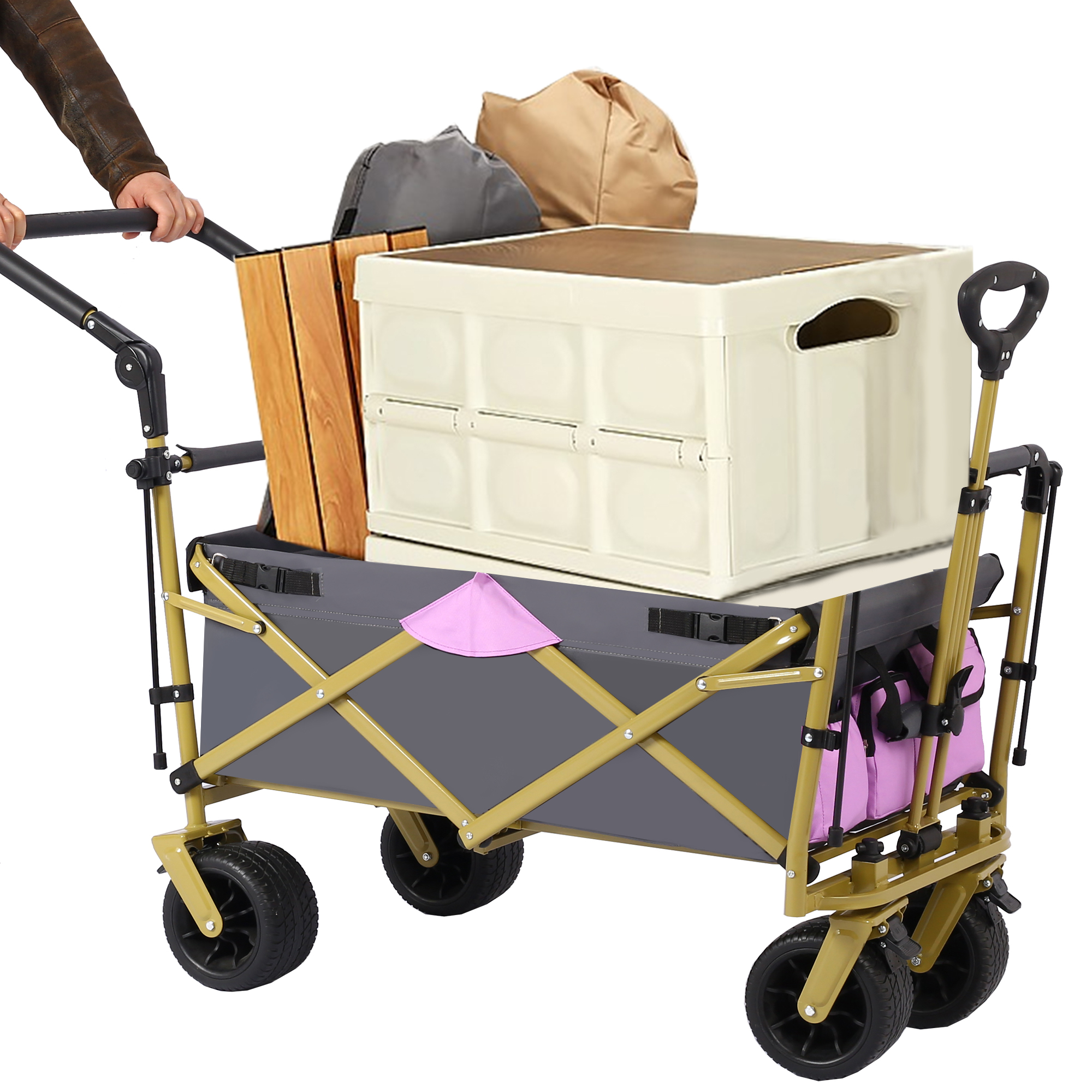 Push & Pull Utility Folding Wagon with Removable Canopy