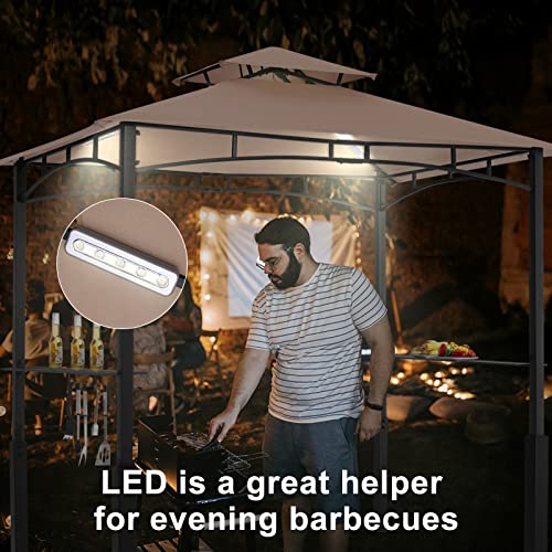 ABCCANOPY 8x5 Grill Gazebo - Outdoor BBQ Canopy Shelter with Led Light for Patio Backyard Grilling (Dark Gray)