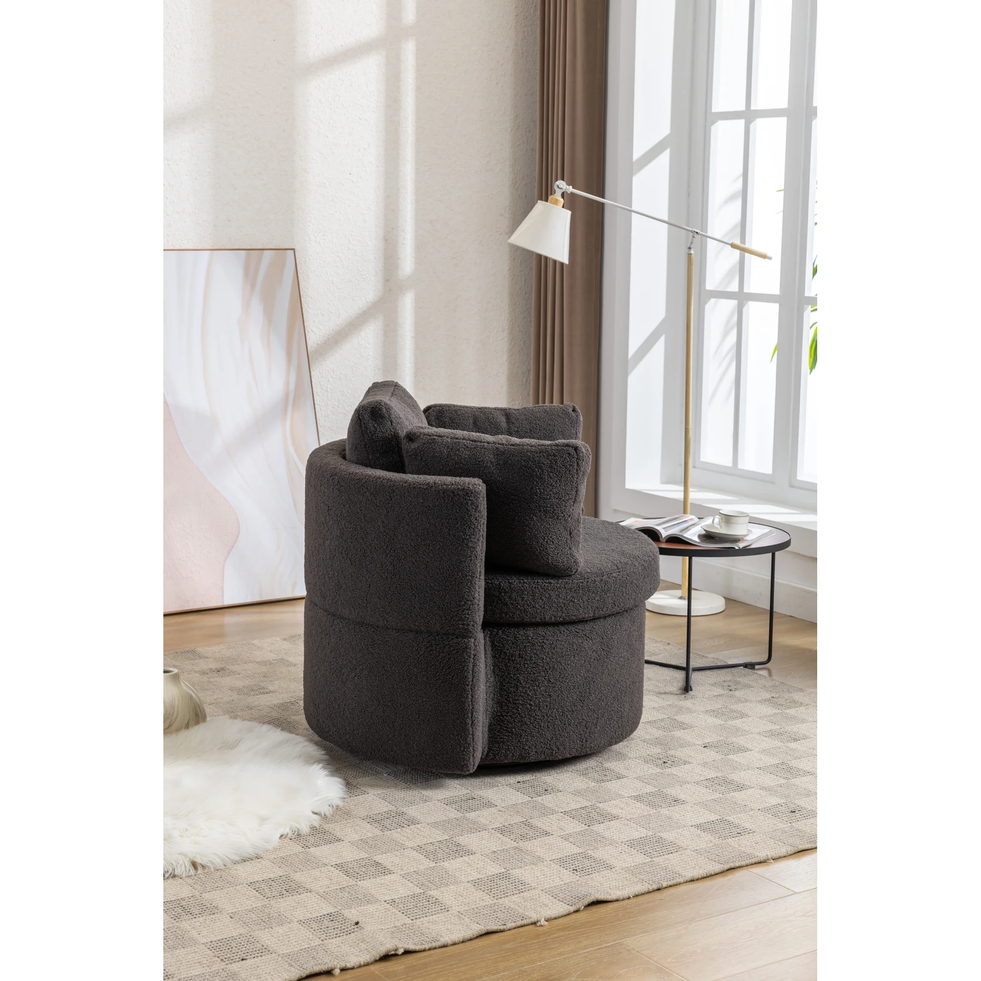 Swivel And Storage Chair For Living Room,Dark Gray