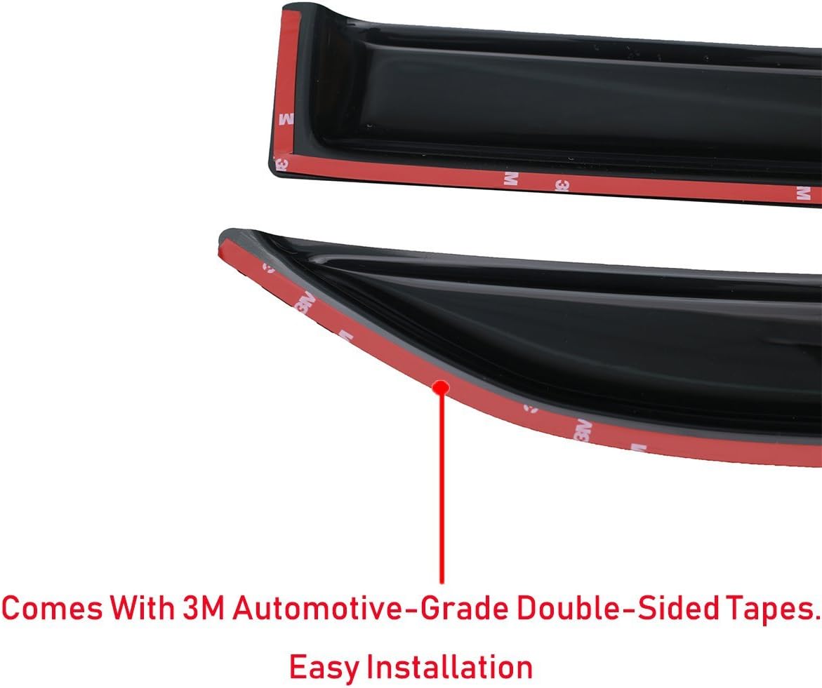 Lightronic WV94948 Tape-on Side Window Visor Deflector Rain Guard, Dark Smoke Shatterproof, 4 PCS Set for 1995-2004 Toyota Tacoma Access Cab Pack of 2