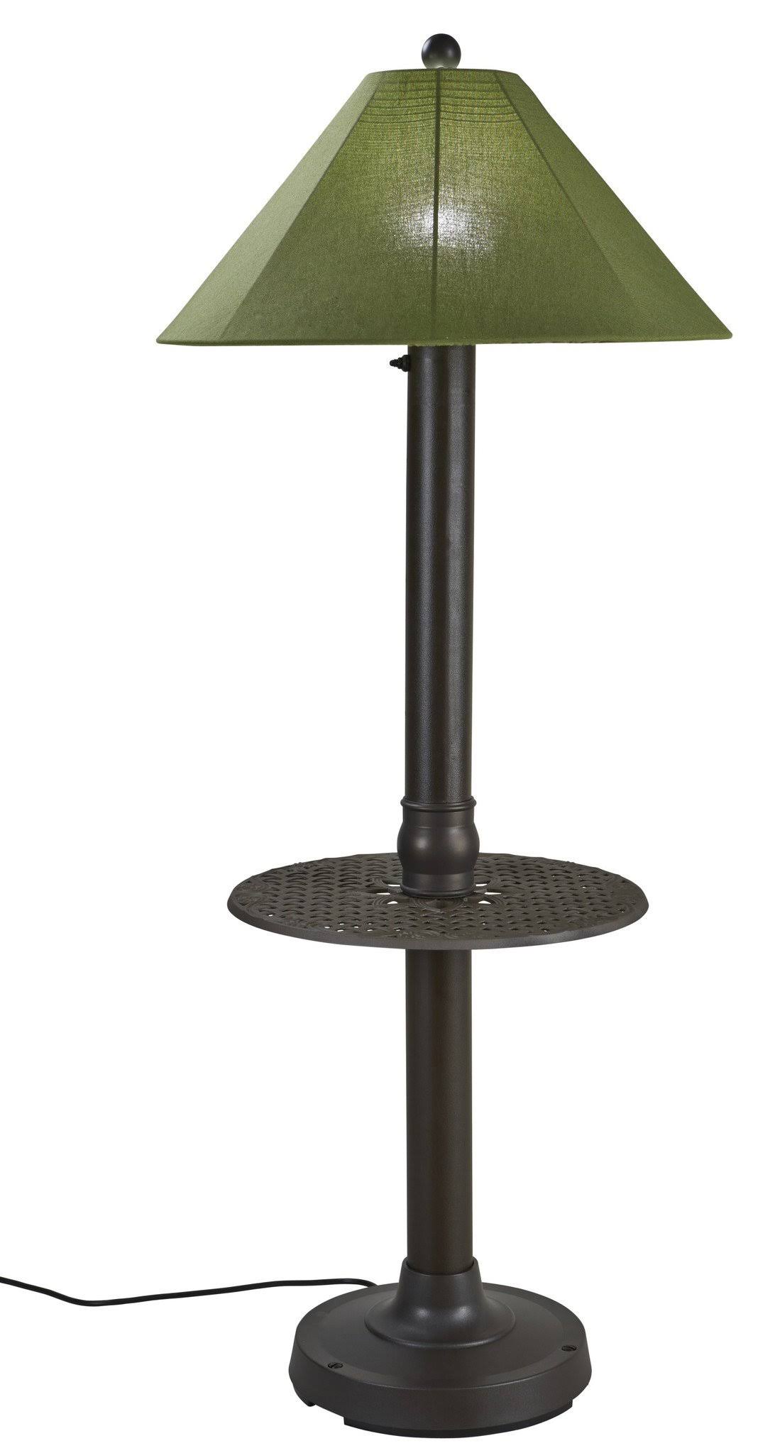 Patio Living Catalina Floor Table Lamp 39691 with 3x22 White Body and Sky Blue Sunbrella Shade Fabric
