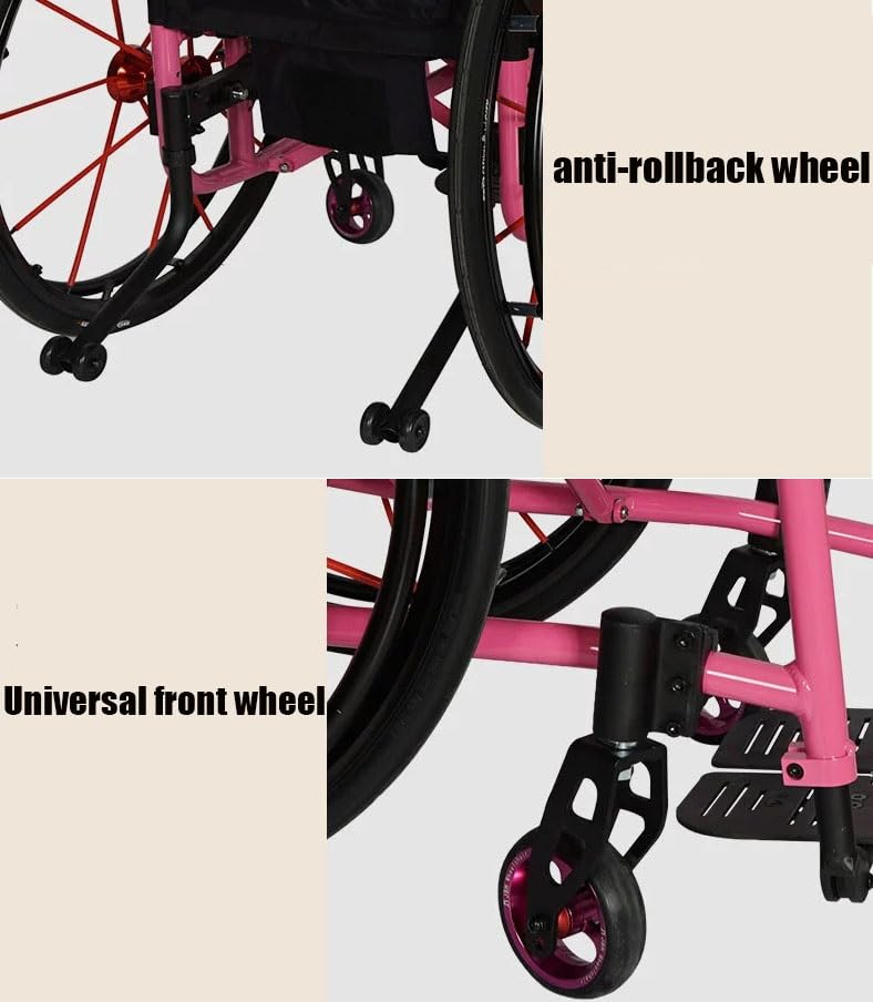 Self Propelled Manual Wheelchair Super Lightweight Folding Aluminium Frame Wheelchair w/Armrest Swing Leg Rest Comfortable Ergonomic Sport Wheelchair