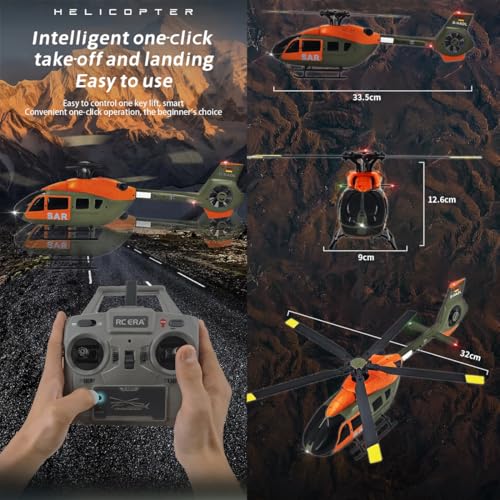 C190 1/30 Scale 6CH Single-Rotor RC Helicopter, Altitude Hold & Gyro Stabilization RC Plane, Beginner-Friendly Drone for Adult(4 Battery)