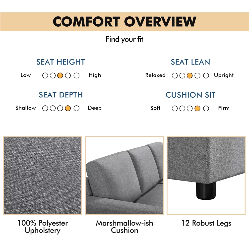 Alden Design Reversible Sectional Sleeper Sofa with USB & Type-C Ports, Light Gray