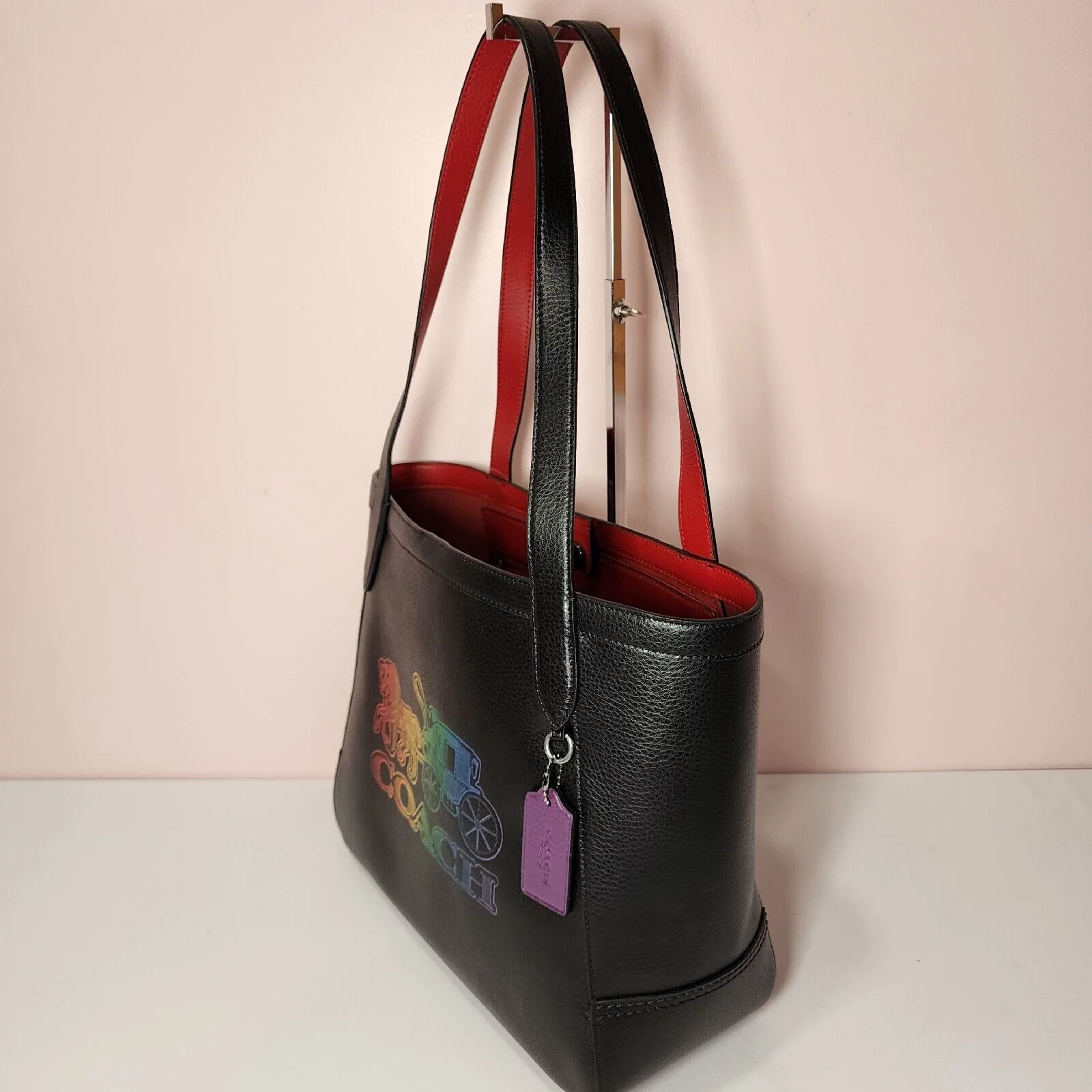 Coach Tote 27 Horse Carriage Womens Large Black Leather Ombre Bag - Radiant Selections