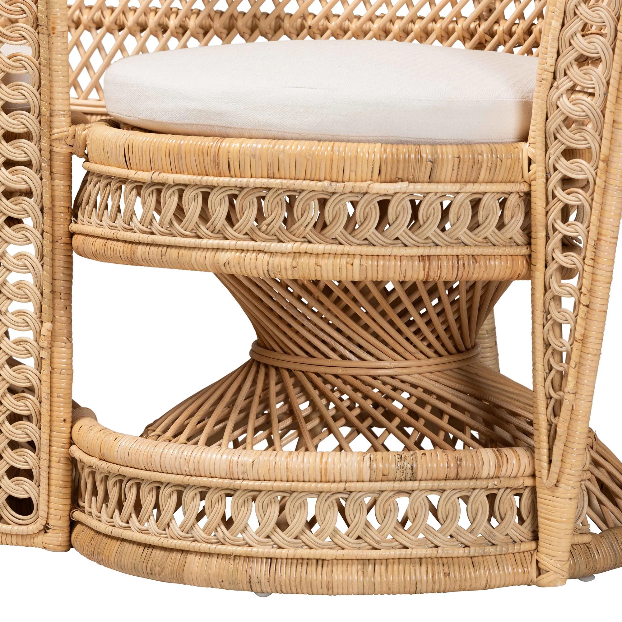 bali & pari Nerita Rattan BOHO Two-Seater Peacock Chair, Natural Brown