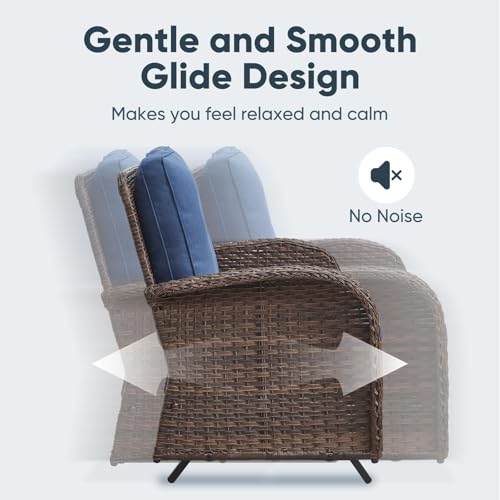 Patio Wicker Chairs Swivel Rocker - Outdoor Swivel Rocking Chairs Set of 2 with Rattan Side Table