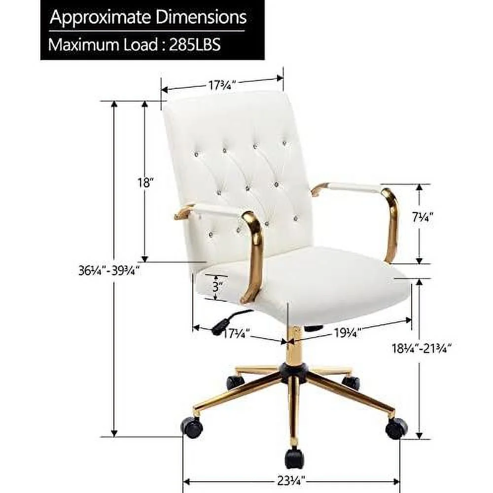 Duhome PU Leather Home Office Desk Chairs, Modern Task Chair With Wheels For Office, Swivel Adjustable Computer Chair With Armrest And Base White