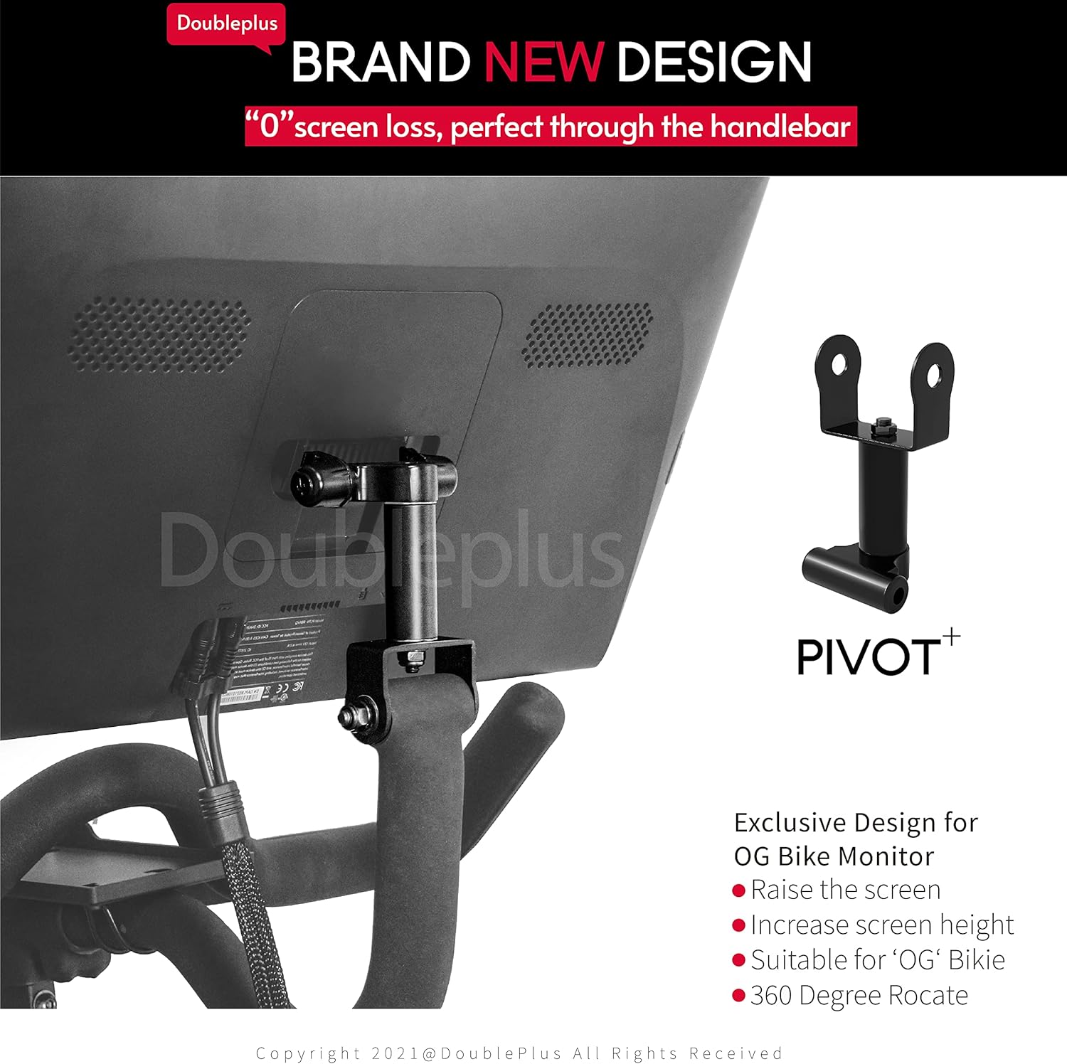Doubleplus Pivot for Peloton Bike, Upgraded Swivel for Peloton Screen, 360 Degree Adjuster, Easily Adjust & Rotate Your Peloton Screen