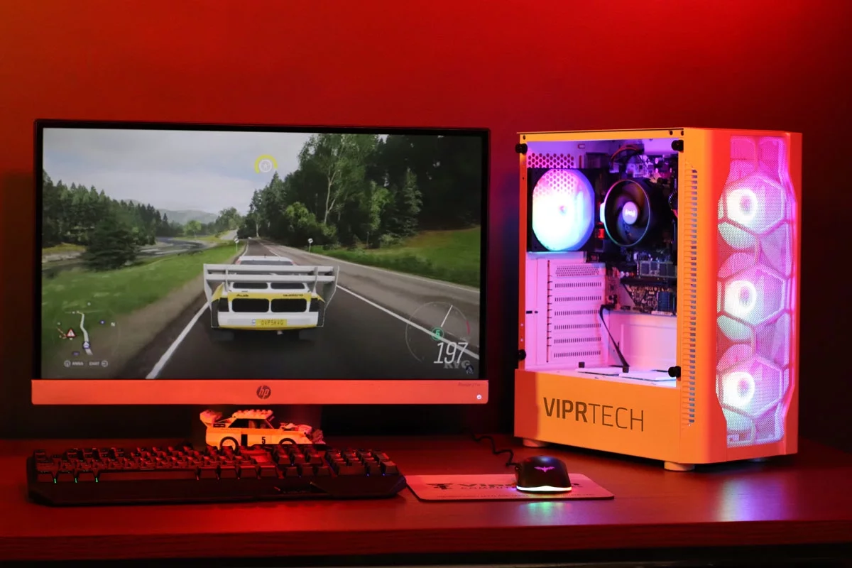 ViprTech Whiteout Gaming PC Desktop Computer - AMD Ryzen 5 5600G (12-Core 4.4Ghz), AMD Radeon RX Vega 7 Graphics, 16GB DDR4, 128GB M.2 SSD, 1TB HDD