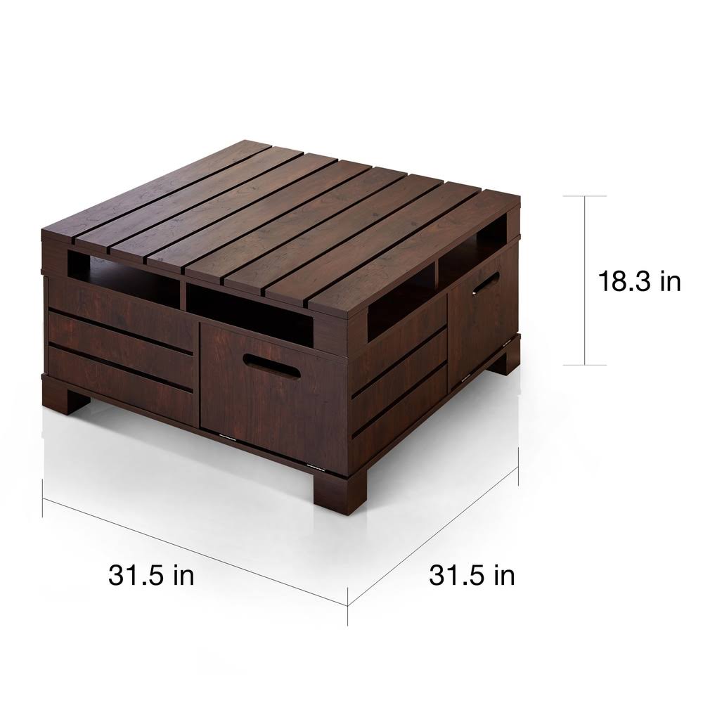 Furniture of America Masa Vintage Walnut Storage Coffee Table - Black