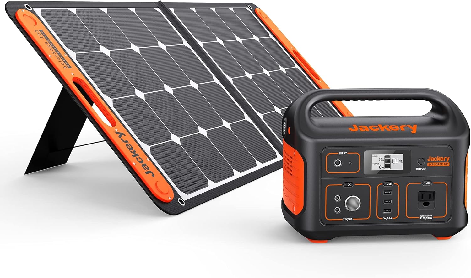 Jackery Solar Generator 500, 518Wh Outdoor Solar Generator Mobile Lithium Battery Pack with Solar Saga 100 for Road Trip Camping, Outdoor Adventure