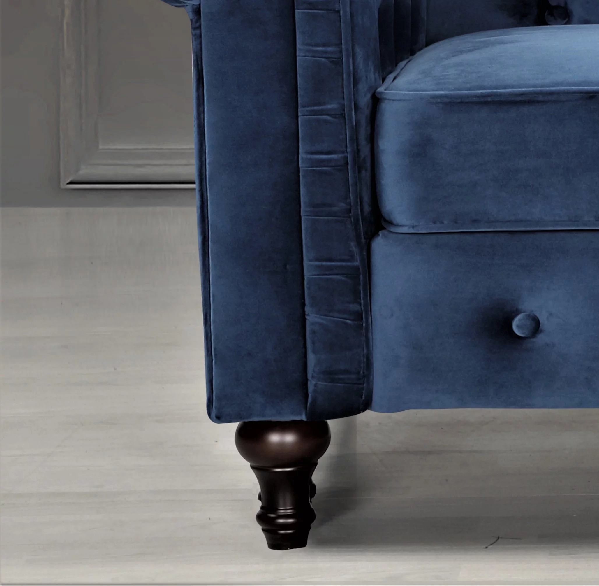 Uspridefurniture Shamblin 61'' Rolled Arm Chesterfield Velvet Loveseat -Blue