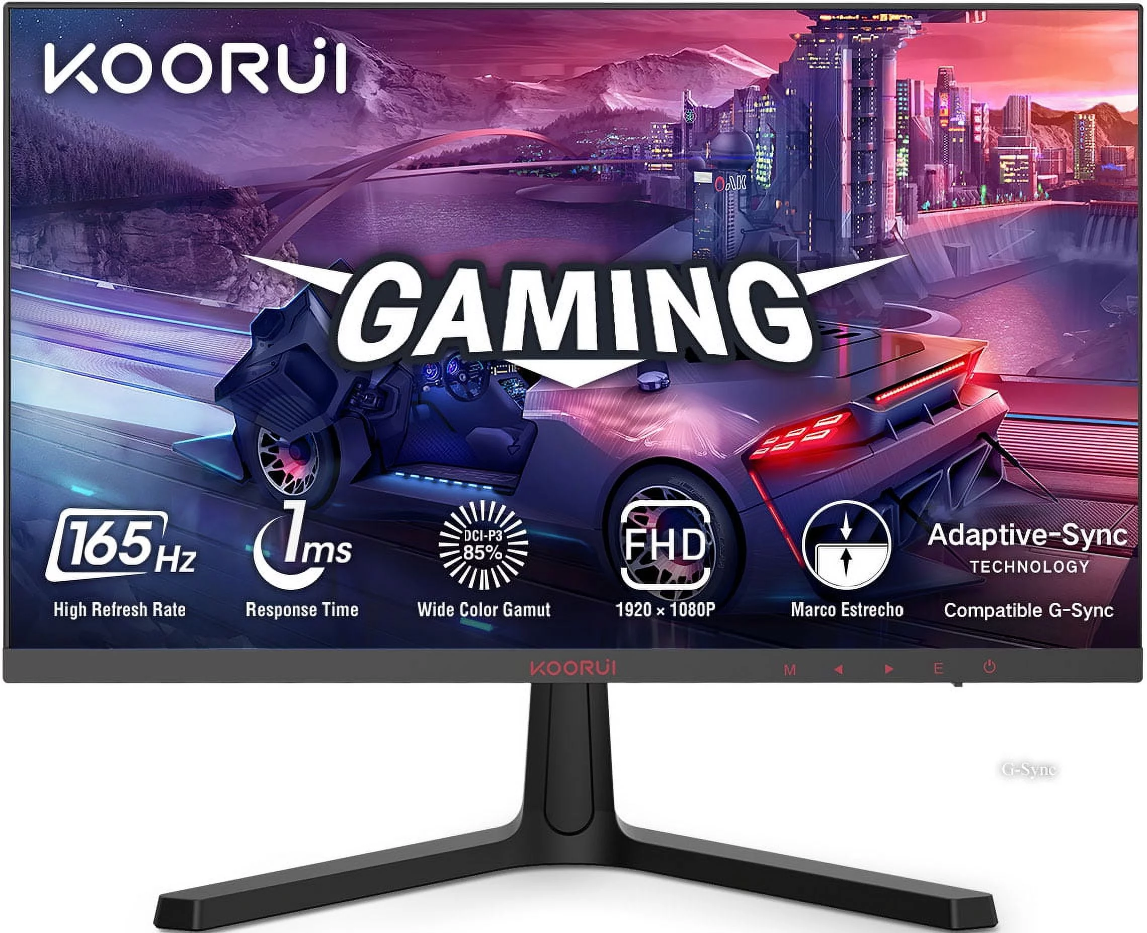 KOORUI 24 inch High-Performance 165Hz/144Hz 1ms(MPRT) 100% sRGB Gaming Monitor,Adpitive sync,3-Side Borderless,FHD 1080P VA Computer Monitor