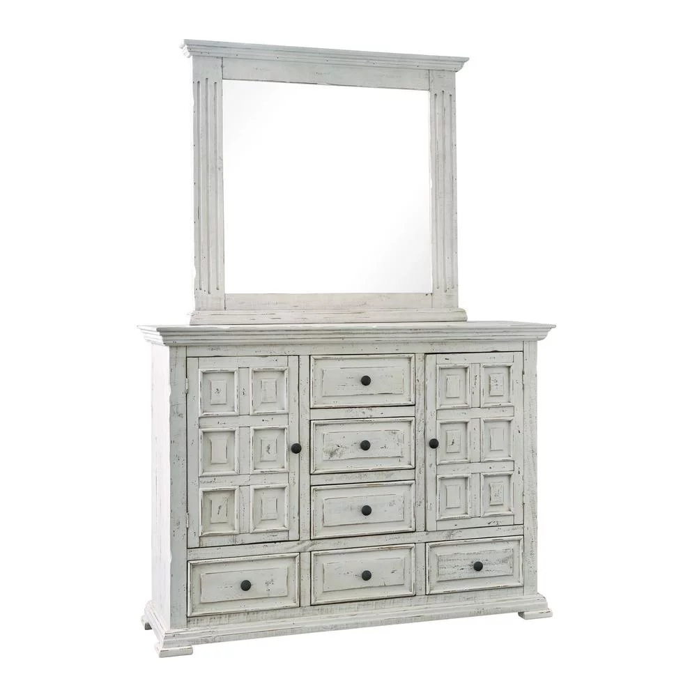 Picket House Furnishings 6-Drawer Wood Dresser and Mirror Set in White