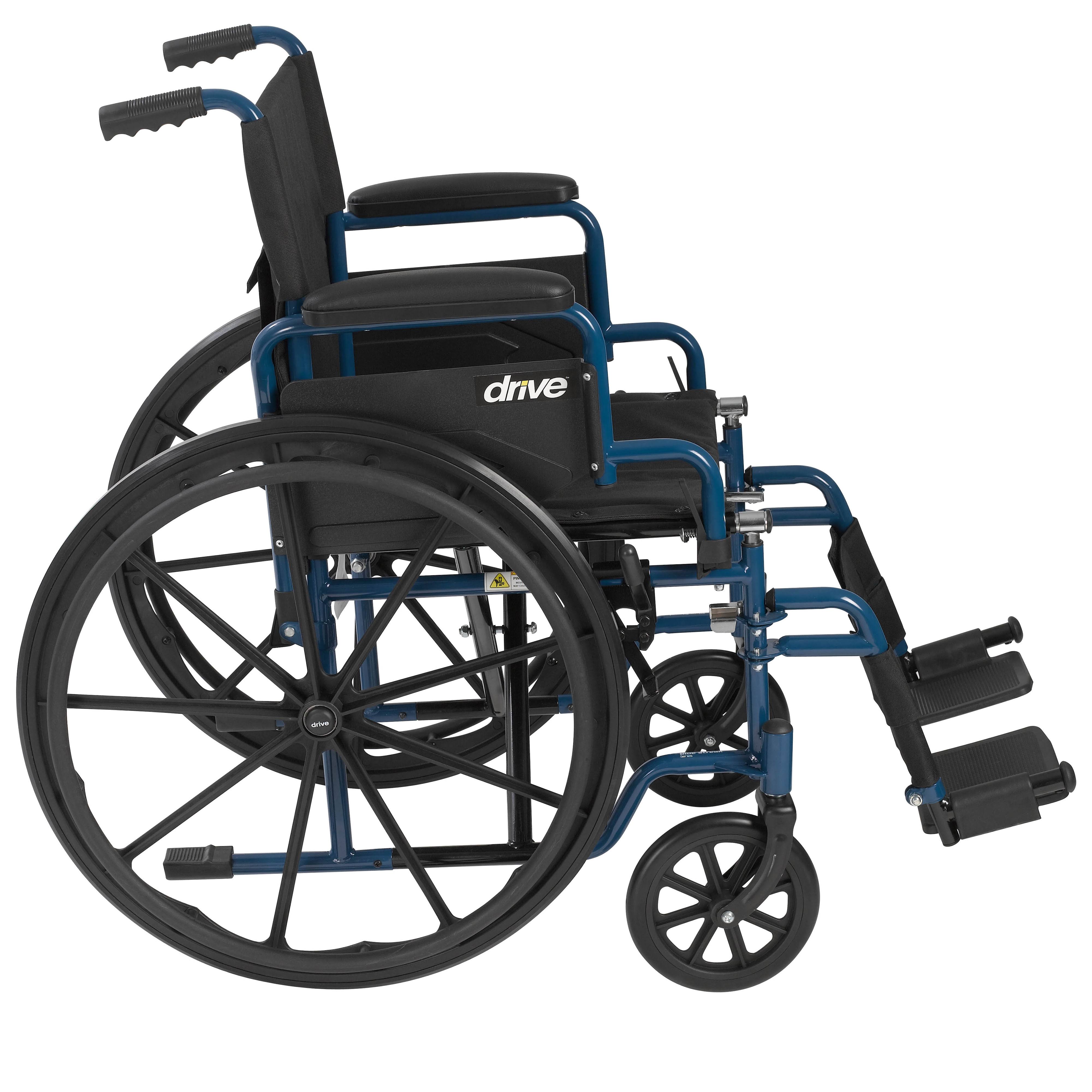 Drive Medical Blue Streak Wheelchair with Flip Back Desk Arms, Swing Away Footrests, 16x22 Seat