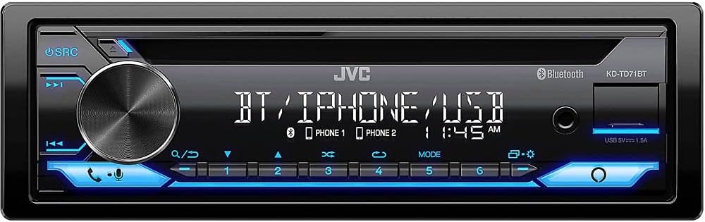 JVC KD-TD71BT Bluetooth Car Stereo Receiver with USB Port – AM/FM Radio, CD and MP3 Player, Amazon Alexa Enabled - 13-Digit LCD Dual-Line Display