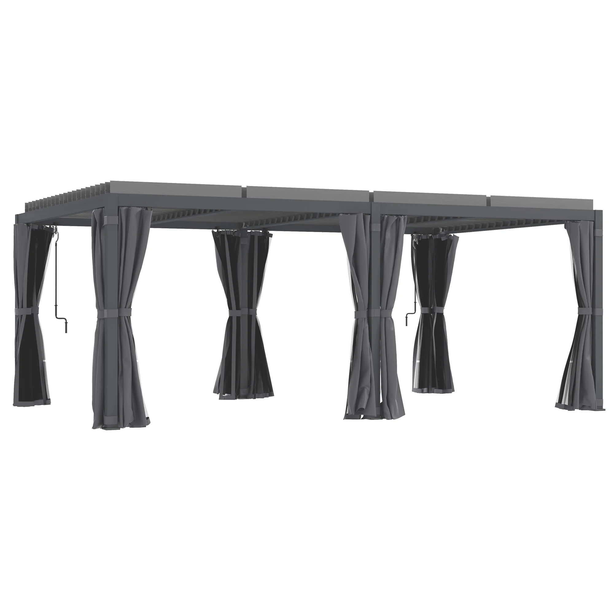 Outsunny 12'x19' Aluminum Pergola with Adjustable Louvered Roof, Dark Gray