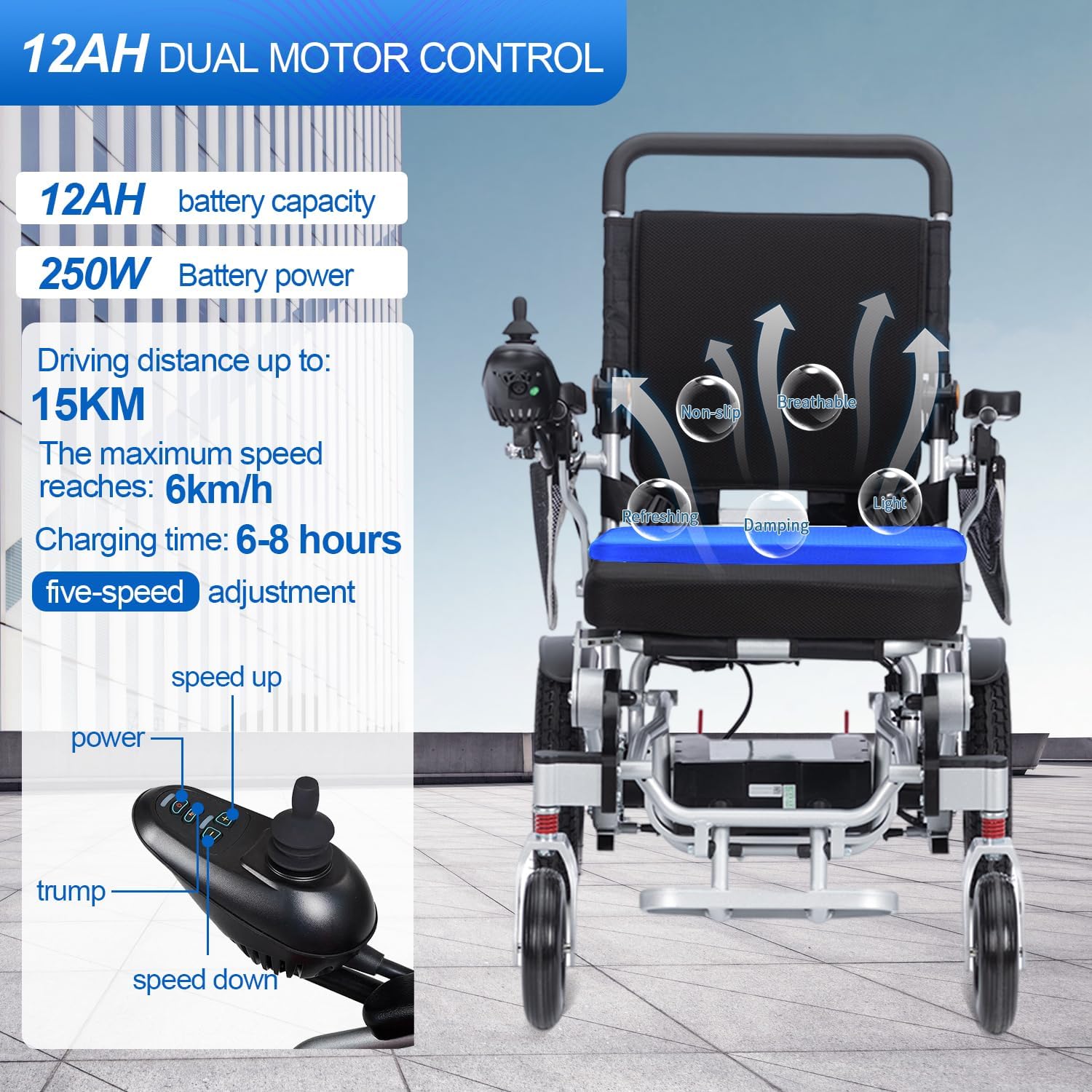 Electric Wheelchairs for Adults Intelligent Lightweight Foldable Electric Wheelchairs Power Wheelchairs for Seniors Compact Portable Airline Approved