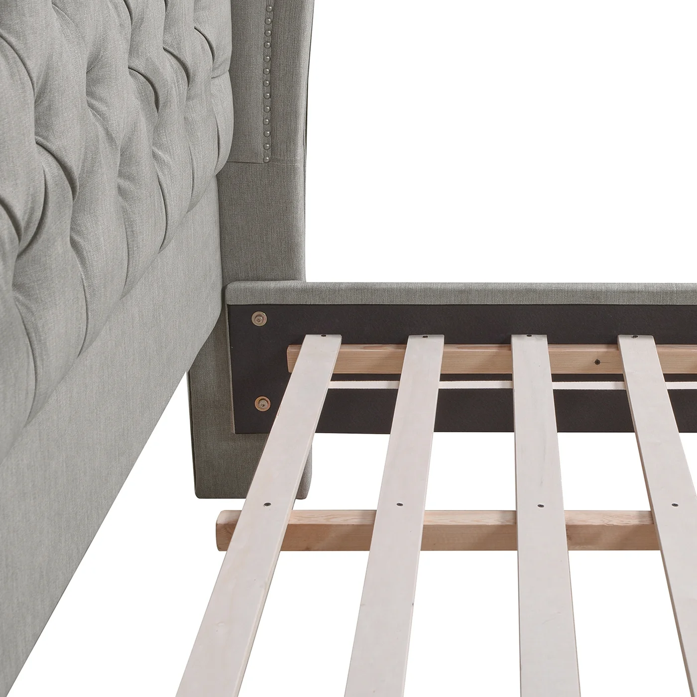 Jennifer Taylor Home Fontana Wingback Upholstered Platform Bed Frame, King, Silver Grey Polyester