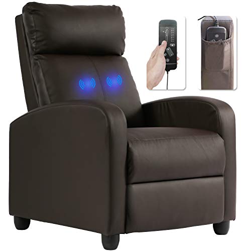 BestMassage | Recliner Chair | with 2 Point Massage Function | Black | with Lumbar Support, Adjustable Push Back, Wide Armrests