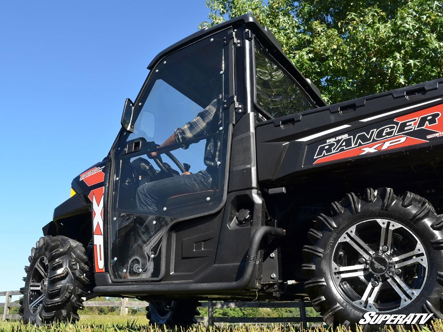 SuperATV Cab Enclosure Doors for Polaris Ranger XP 570 / XP 900 / XP 1000 Crew (See Fitment) | Front and Rear Set | Light-Tint 1/4" Thick