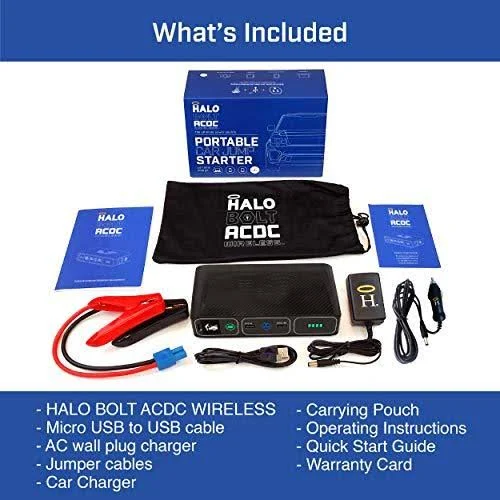 Halo Bolt AC DC Wireless Phone Charger u0026 Car Jump Starter ,Blue Graphite