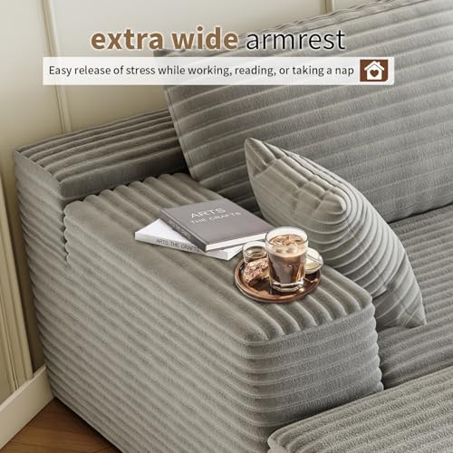 107.5" Cloud Modular Sectional Sofa with 1 Ottoman,Modern Minimalist Upholstered Couches, Comfort U Shaped Sofa for Living Room