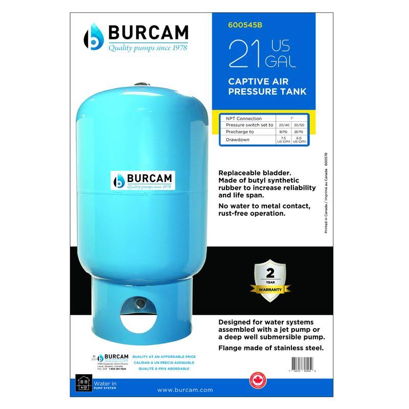 Burcam 600545b 20 Gallons Vertical Pressure Tank