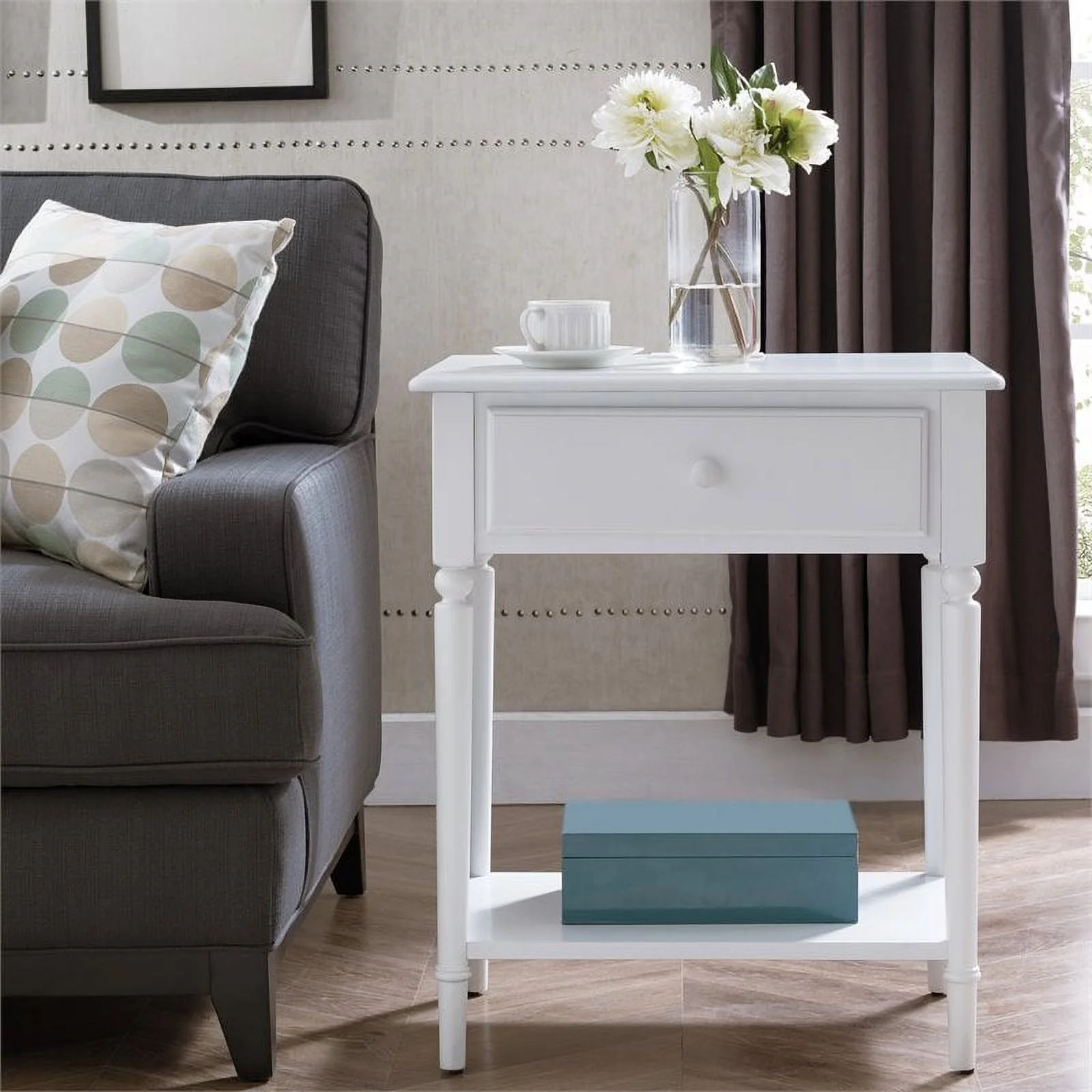 Home Square 2-Piece Furniture Coastal Notions Orchid White Nightstand Set