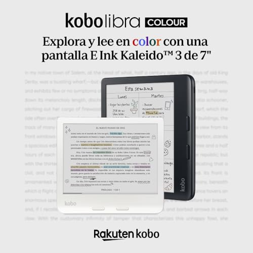 Kobo Libra Colour | eReader | 7” Glare-Free Colour E Ink Kaleido™ 3 Display | Dark Mode Option | Audiobooks | Waterproof | White
