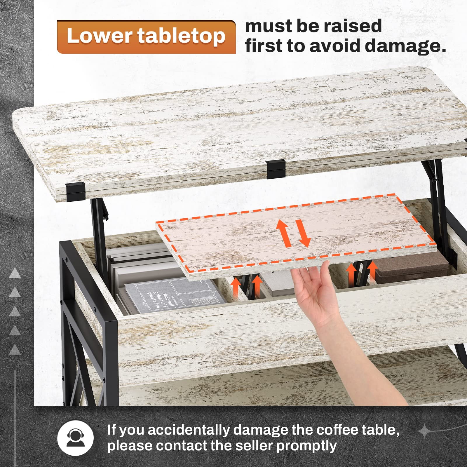 4 in 1 Coffee Tables with Storage for Living Room,40" Lift Top Coffee Table