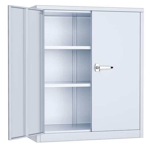 Greenvelly Metal Storage Cabinet, 72" Black Locking Storage Cabinets with Doors and 4 Shelves, Metal Cabinet for Garage Home Office, Classroom