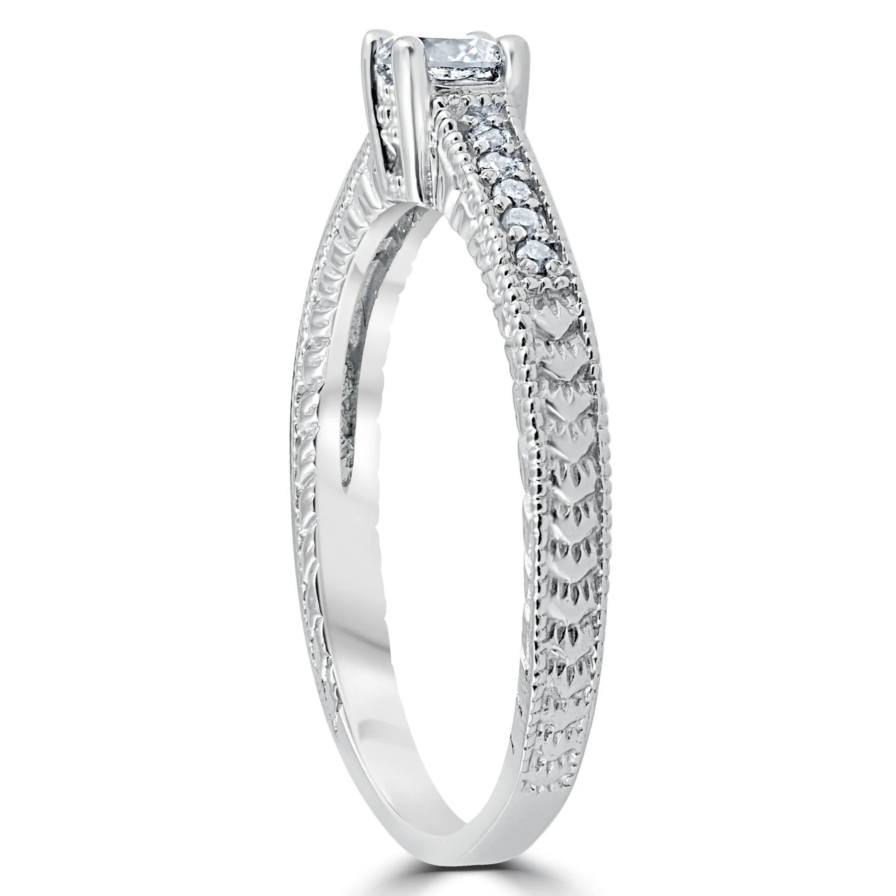 Pompeii3 1/2ct Vintage Diamond Engagement Ring 14K White Gold
