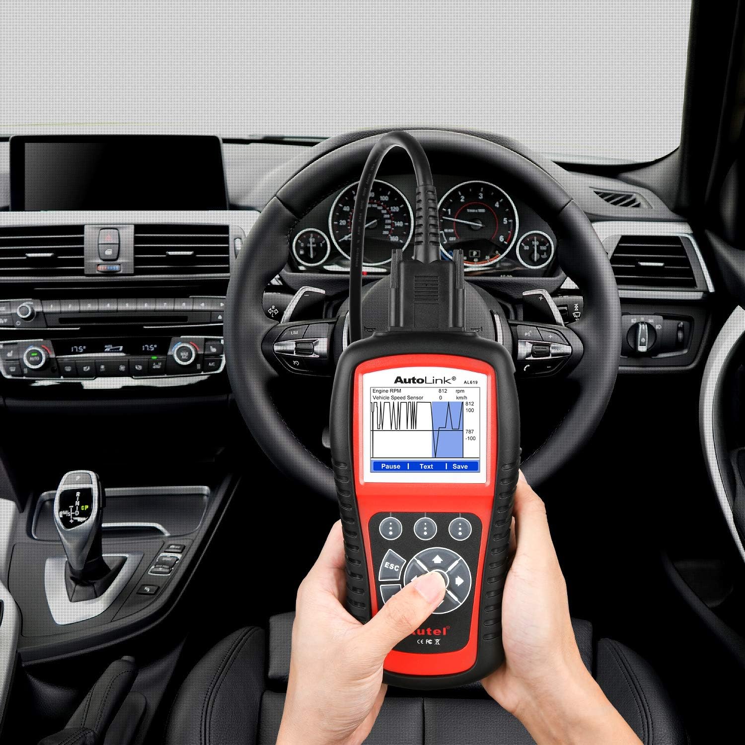 Autel AutoLink AL619 Automotive Diagnostic Scan Tool - 2022 Newest OBD2 Scanner Read/Erase DTCs, ABS/ SRS Lights Reset, Full OBDII Functions