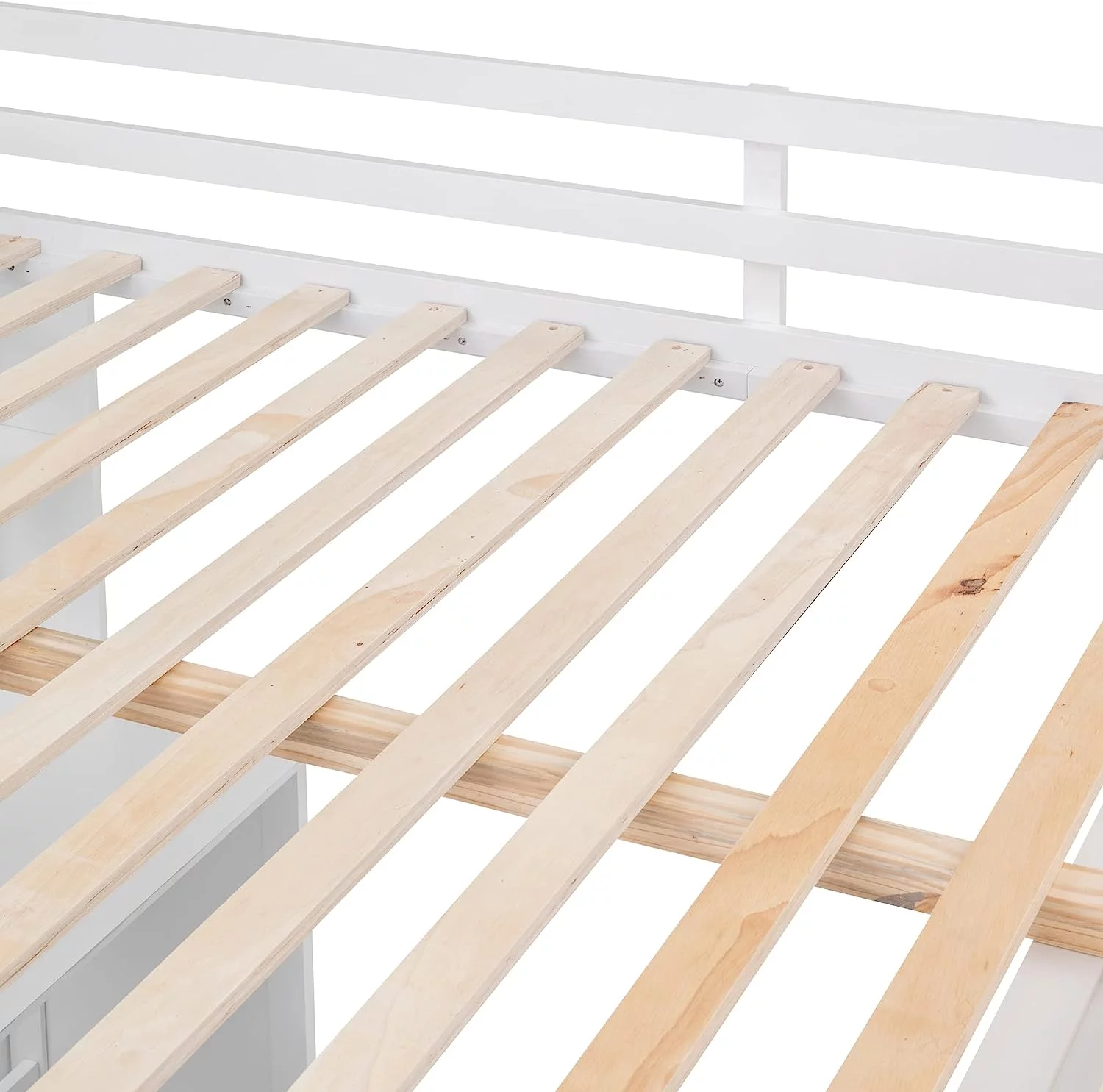 Momspeace Full Size Loft Bed with Wardrobe, Wood Loft Bed Frame with Desk 3 Storage Drawers Shelf Space Saving Platform Bed - White