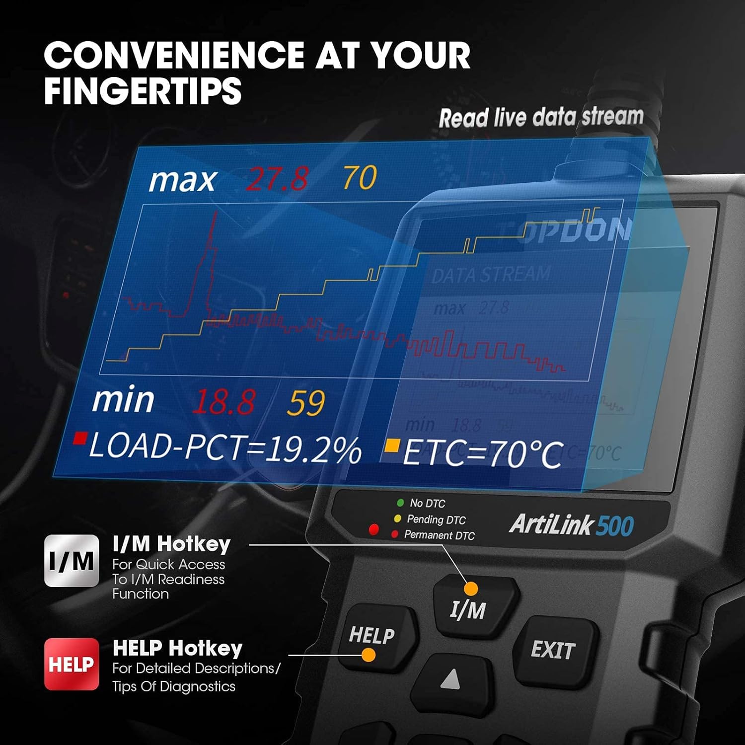 OBD2 Scanner, TOPDON AL500 Check Engine Code Reader, Scanner for Car with LED Light, Vehicle Diagnostic Tool, Read Codes, Clear Codes