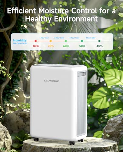 2000 Sq. Ft Dehumidifier for Basement, 30 Pint Dehumidifiers for Home, Bedroom and Bathroom, 3 Modes Dehumidifier with Drain Hose