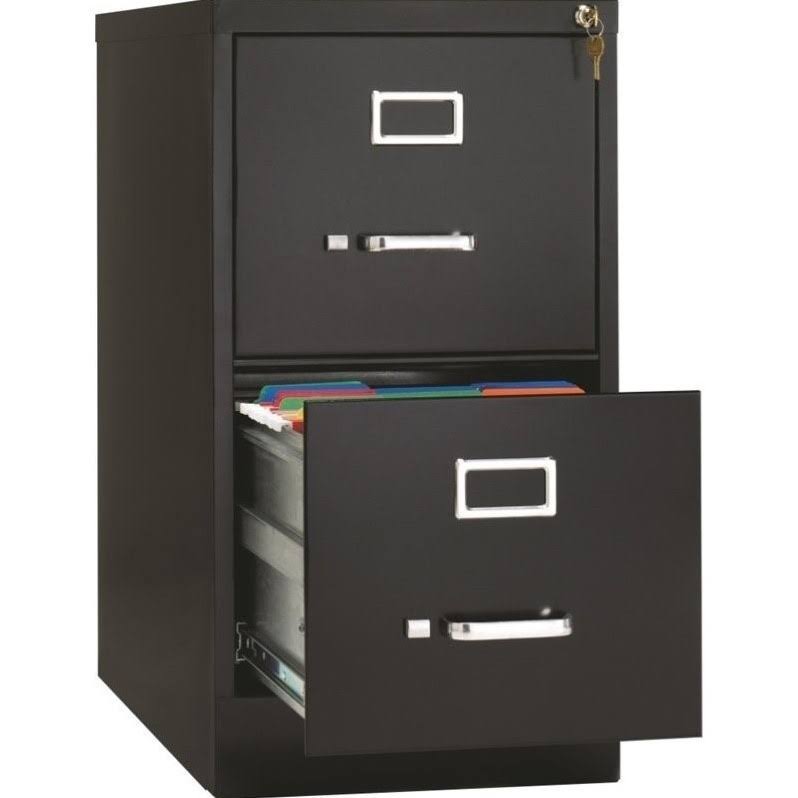 Set of 2 Value Pack Two Drawer Letter File Cabinet in Black with Lock