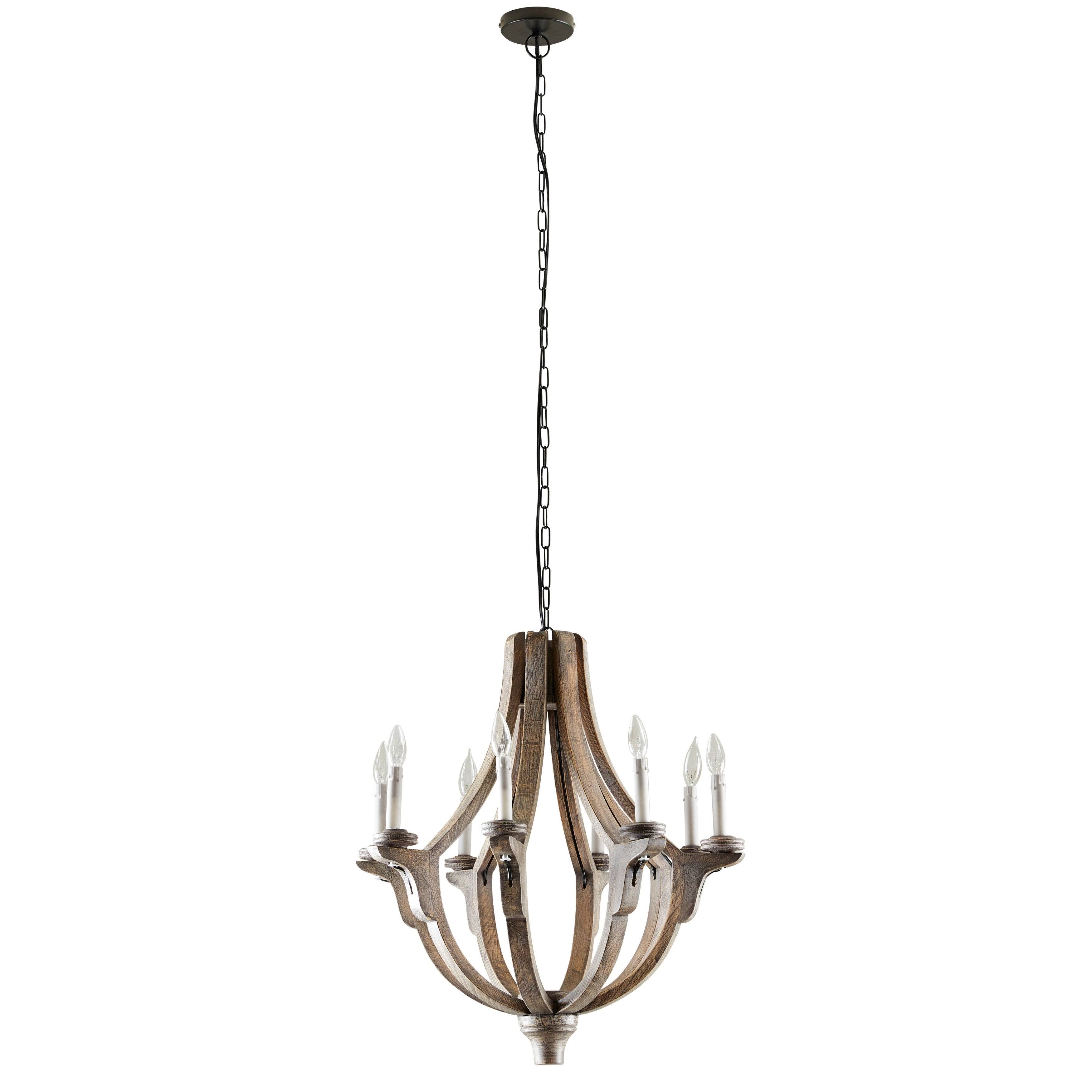 Brown Wood Rustic Candle Chandelier, 28 x 25 x 25 - 42620