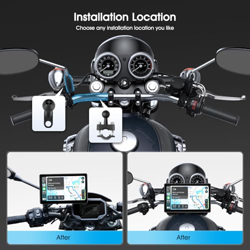 7 Inch Portable CarPlay for Motorcycle, Waterproof Touchscreen Wireless Car Play Android Auto Screen GPS Navigation for Motorbike